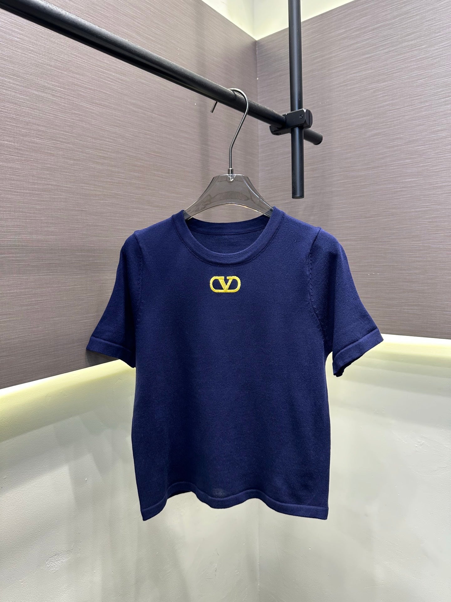 Valentino VLogo Embroidered Knit Short-Sleeve Top