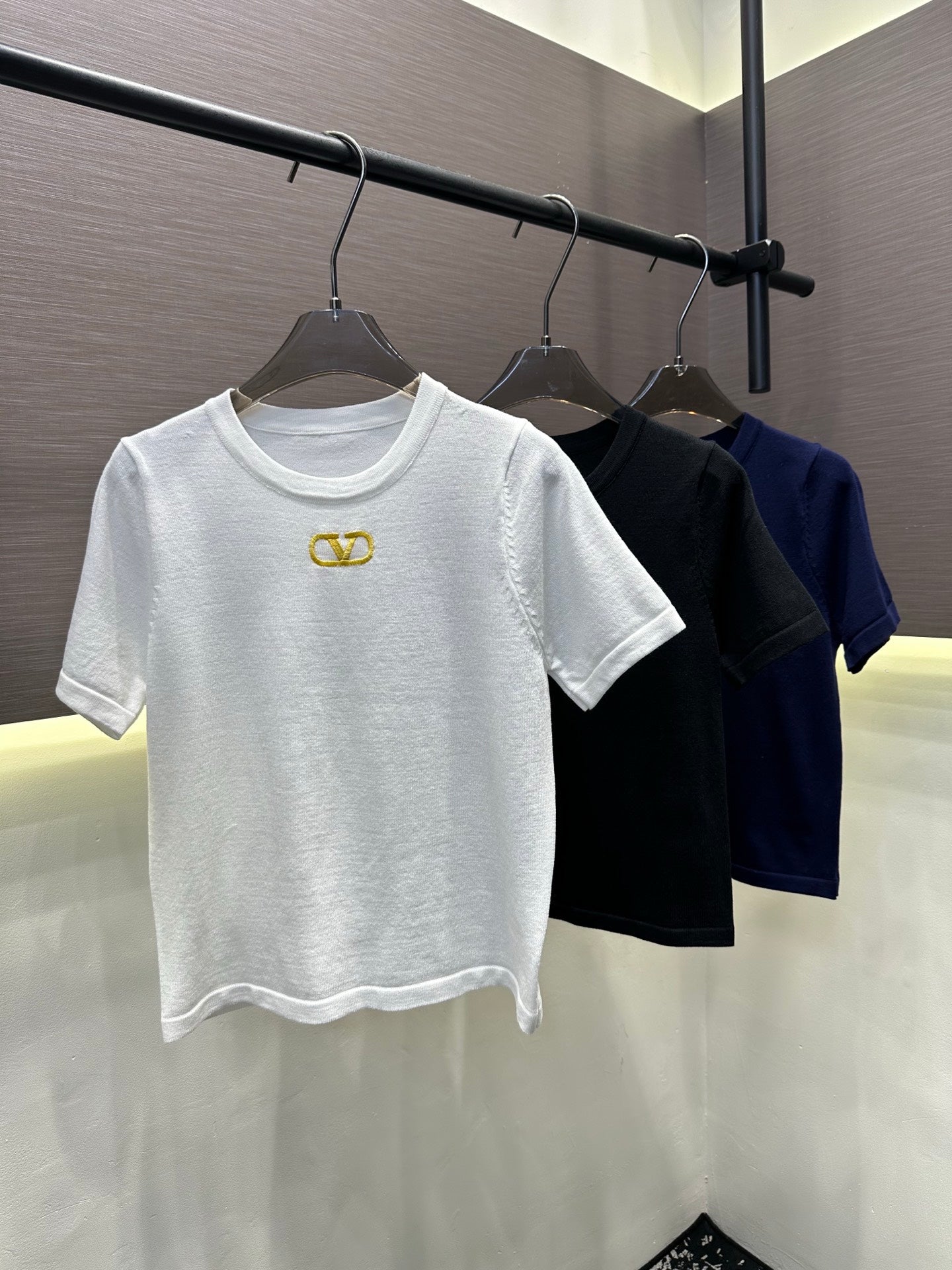 Valentino VLogo Embroidered Knit Short-Sleeve Top