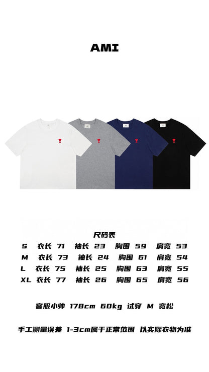 Ami Paris Classic Heart Embroidered Crewneck T-Shirt