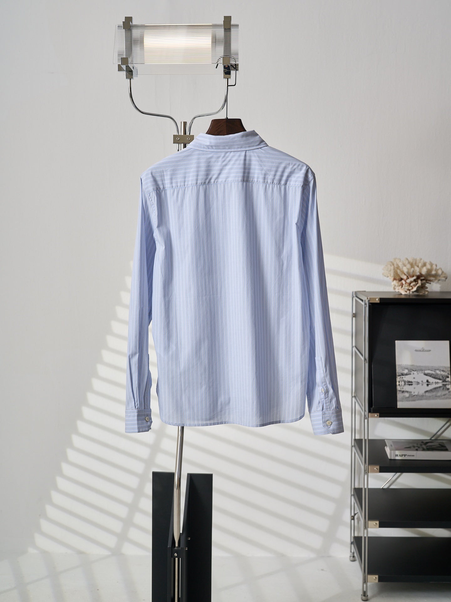 Saint Laurent Pocket Embroidered Striped Long-Sleeve Shirt