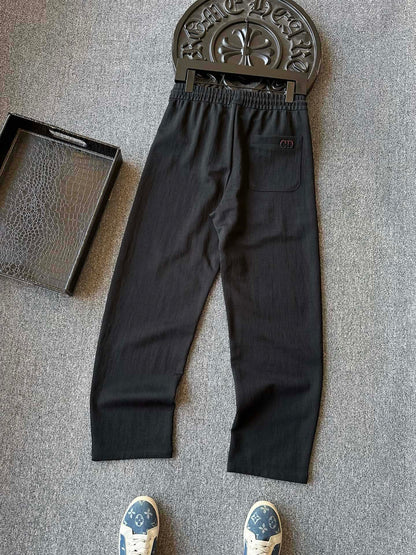 Dior Embroidered CD Lyocell Linen Curved Leg Trousers