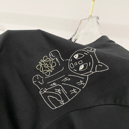 Loewe Cat Embroidery Cotton T-Shirt