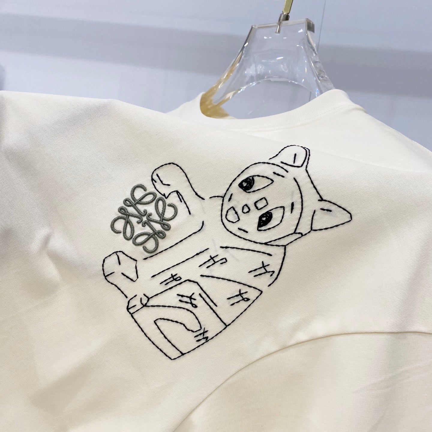 Loewe Cat Embroidery Cotton T-Shirt