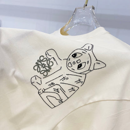 Loewe Cat Embroidery Cotton T-Shirt