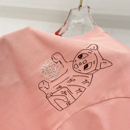 Loewe Cat Embroidery Cotton T-Shirt