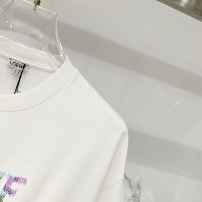 Loewe Rainbow Logo Embroidered Cotton T-Shirt
