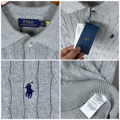 Ralph Lauren Classic Cable Knit Polo Sweater