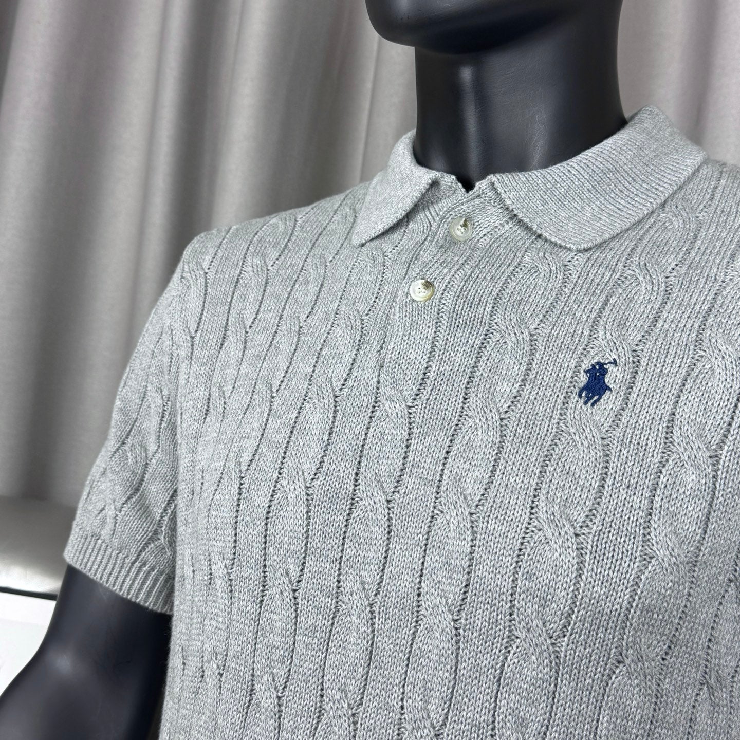 Ralph Lauren Classic Cable Knit Polo Sweater