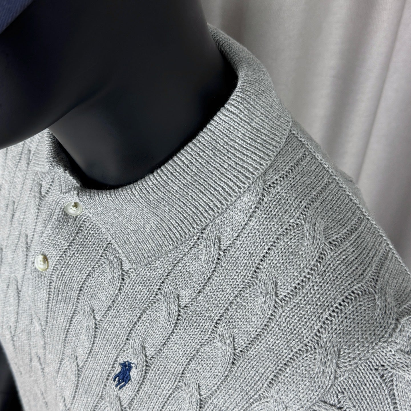 Ralph Lauren Classic Cable Knit Polo Sweater