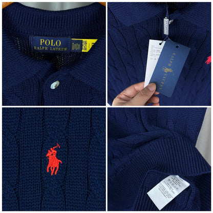 Ralph Lauren Classic Cable Knit Polo Sweater