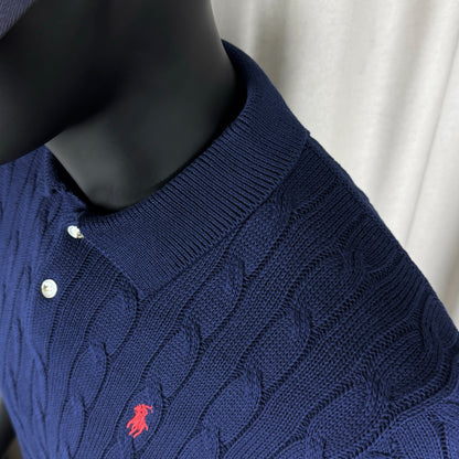 Ralph Lauren Classic Cable Knit Polo Sweater