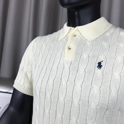 Ralph Lauren Classic Cable Knit Polo Sweater