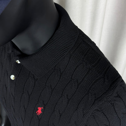 Ralph Lauren Classic Cable Knit Polo Sweater