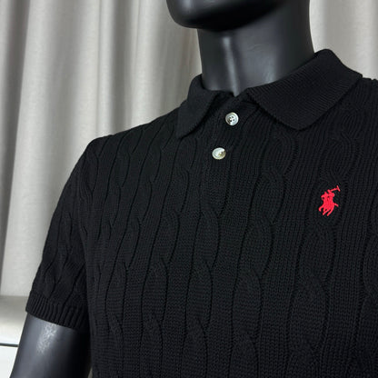 Ralph Lauren Classic Cable Knit Polo Sweater