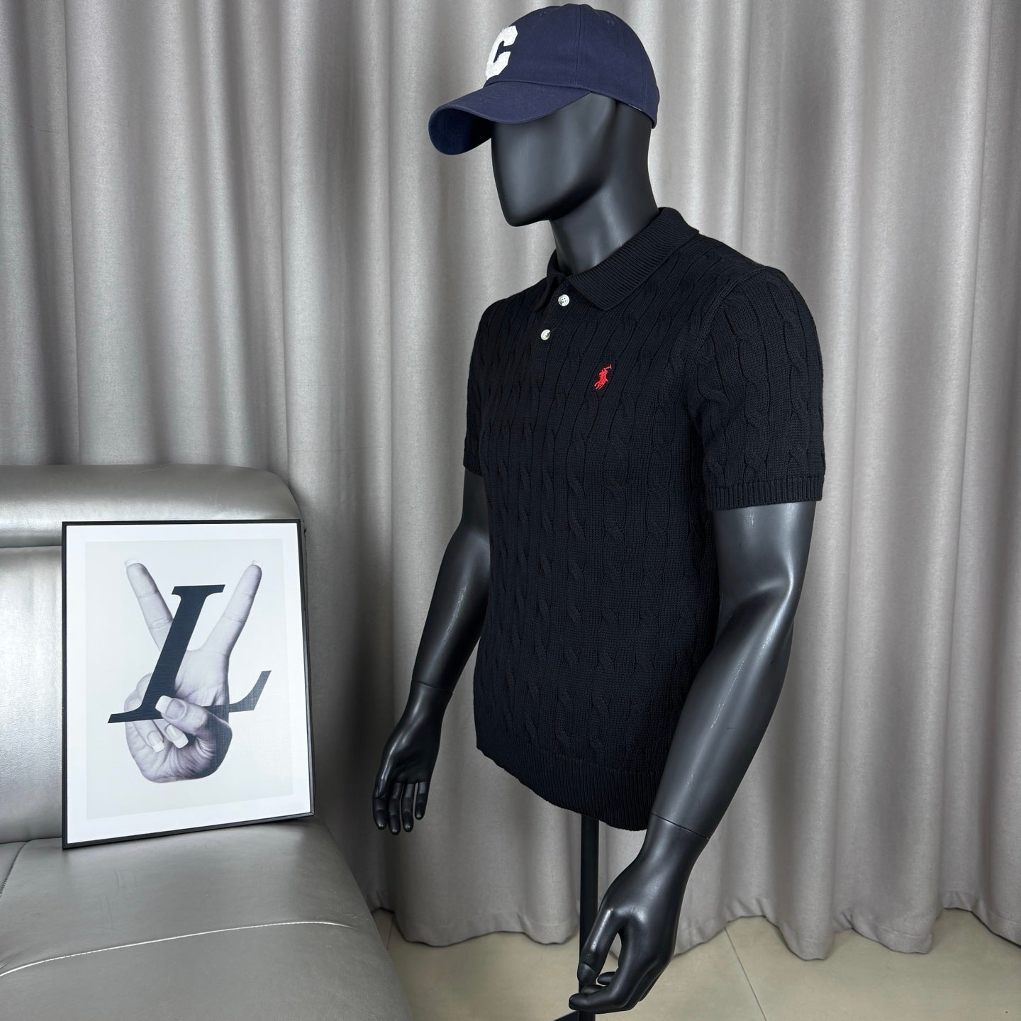 Ralph Lauren Classic Cable Knit Polo Sweater