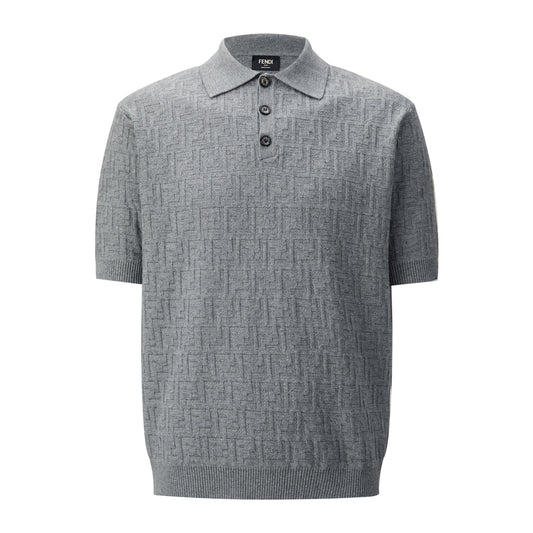 Fendi Double FF Jacquard Knit Polo Shirt