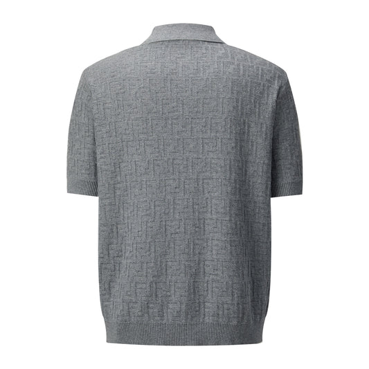 Fendi Double FF Jacquard Knit Polo Shirt