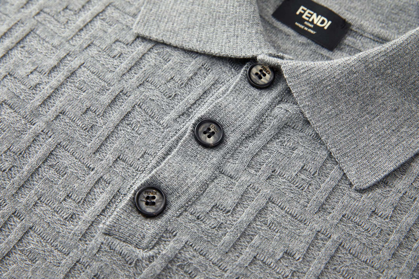 Fendi Double FF Jacquard Knit Polo Shirt