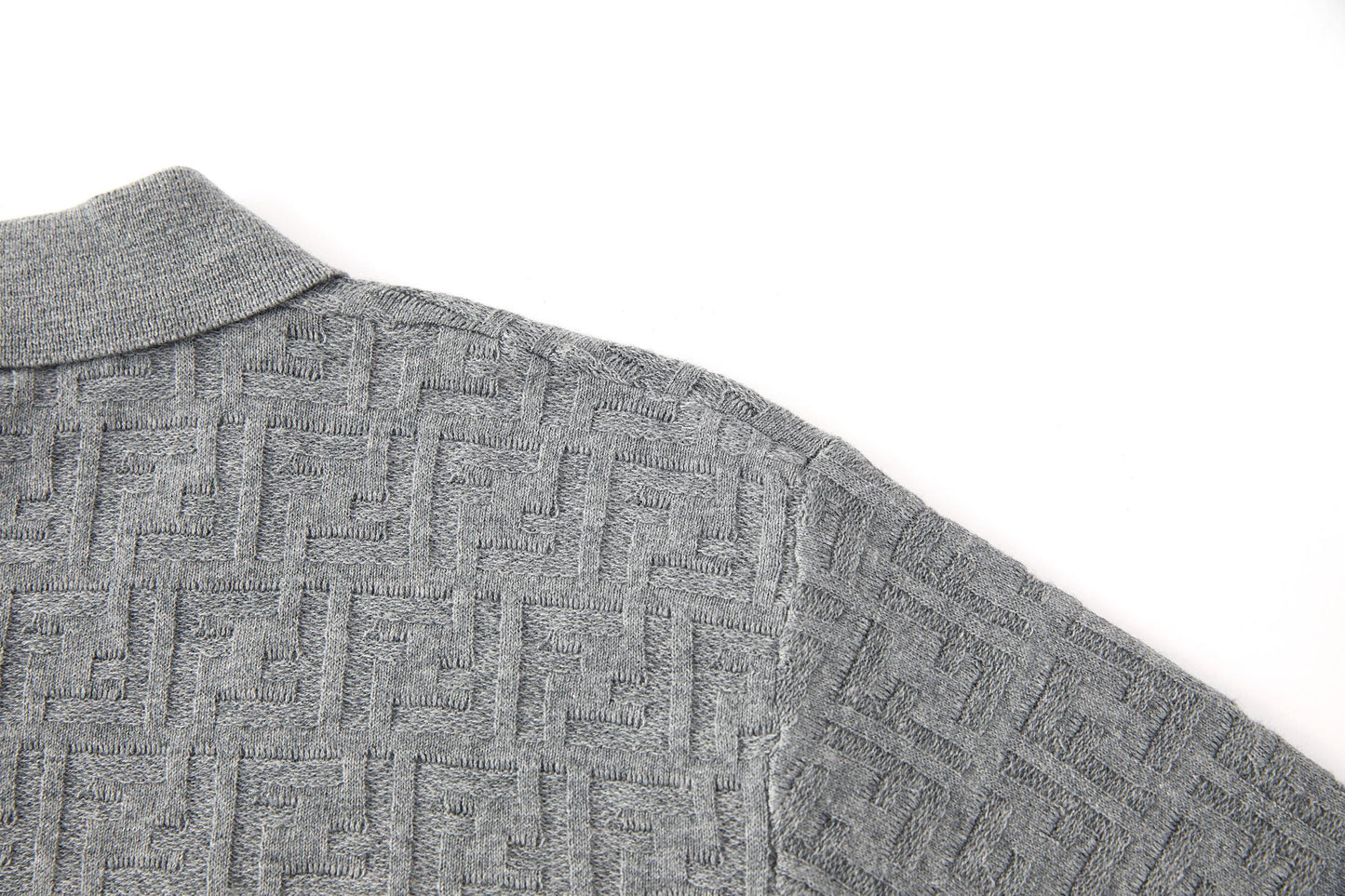 Fendi Double FF Jacquard Knit Polo Shirt