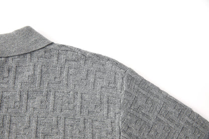 Fendi Double FF Jacquard Knit Polo Shirt