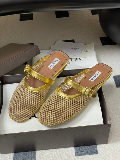 Alaïa Crystal Fishnet Ballet Mules – Spring/Summer Collection – 2026SS