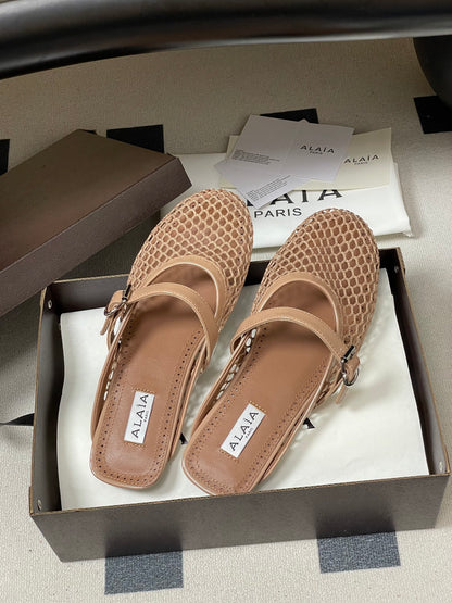 Alaïa Crystal Fishnet Ballet Mules – Spring/Summer Collection – 2026SS