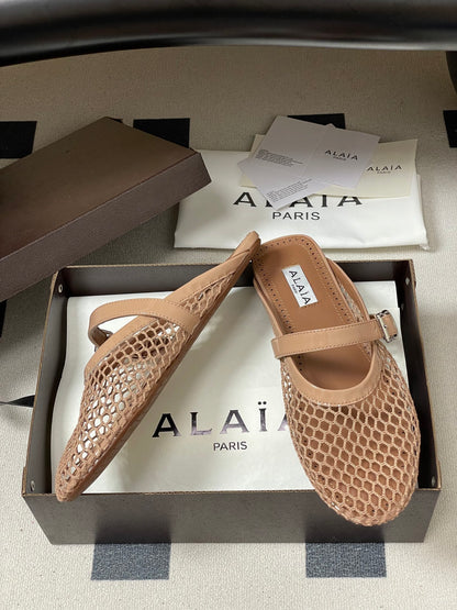 Alaïa Crystal Fishnet Ballet Mules – Spring/Summer Collection – 2026SS