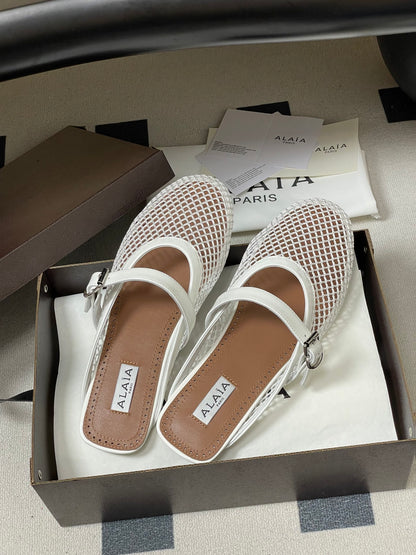 Alaïa Crystal Fishnet Ballet Mules – Spring/Summer Collection – 2026SS