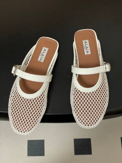 Alaïa Crystal Fishnet Ballet Mules – Spring/Summer Collection – 2026SS