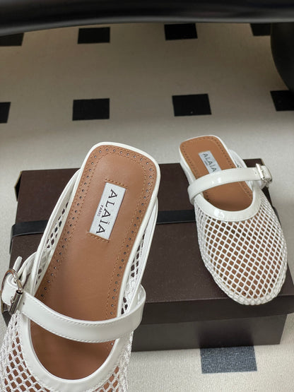 Alaïa Crystal Fishnet Ballet Mules – Spring/Summer Collection – 2026SS