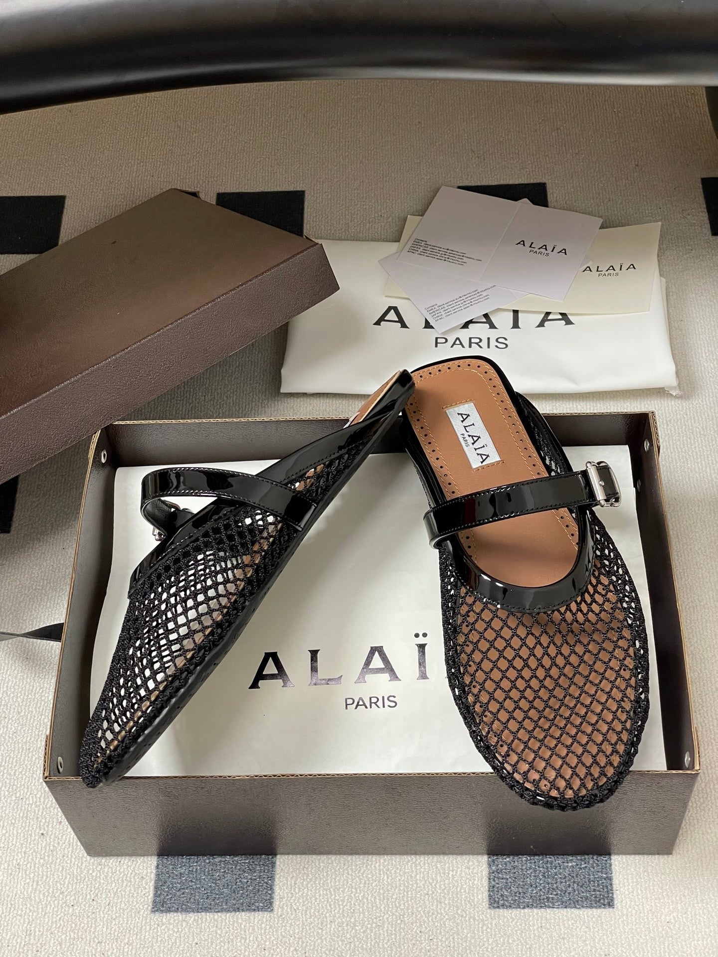 Alaïa Crystal Fishnet Ballet Mules – Spring/Summer Collection – 2026SS