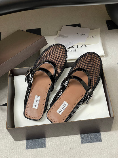 Alaïa Crystal Fishnet Ballet Mules – Spring/Summer Collection – 2026SS