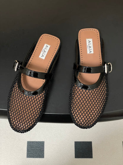 Alaïa Crystal Fishnet Ballet Mules – Spring/Summer Collection – 2026SS