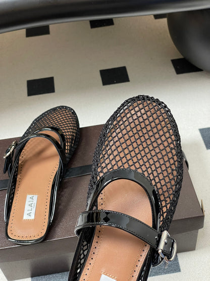 Alaïa Crystal Fishnet Ballet Mules – Spring/Summer Collection – 2026SS