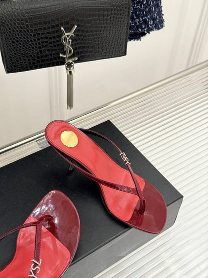 Saint Laurent Metal Letter Heel Thong Sandals – Spring/Summer Collection – 26WF