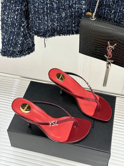Saint Laurent Metal Letter Heel Thong Sandals – Spring/Summer Collection – 26WF