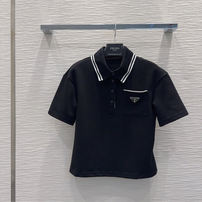 Prada Letter Triangle Logo Pleated Skirt Set