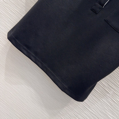 Prada Letter Triangle Logo Pleated Skirt Set