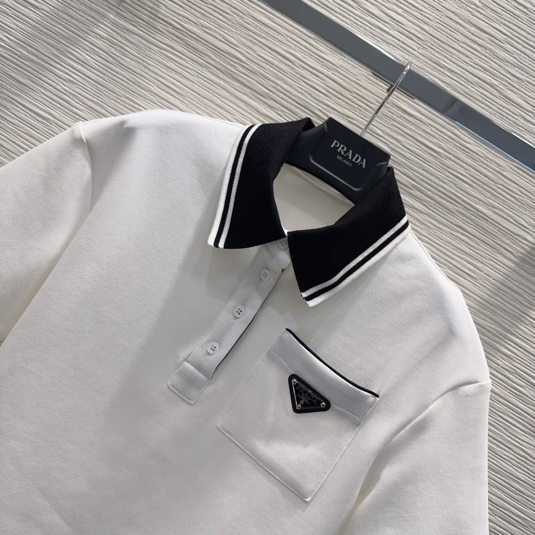 Prada Letter Triangle Logo Pleated Skirt Set