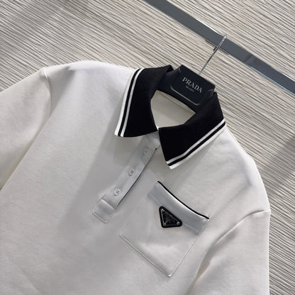 Prada Letter Triangle Logo Pleated Skirt Set