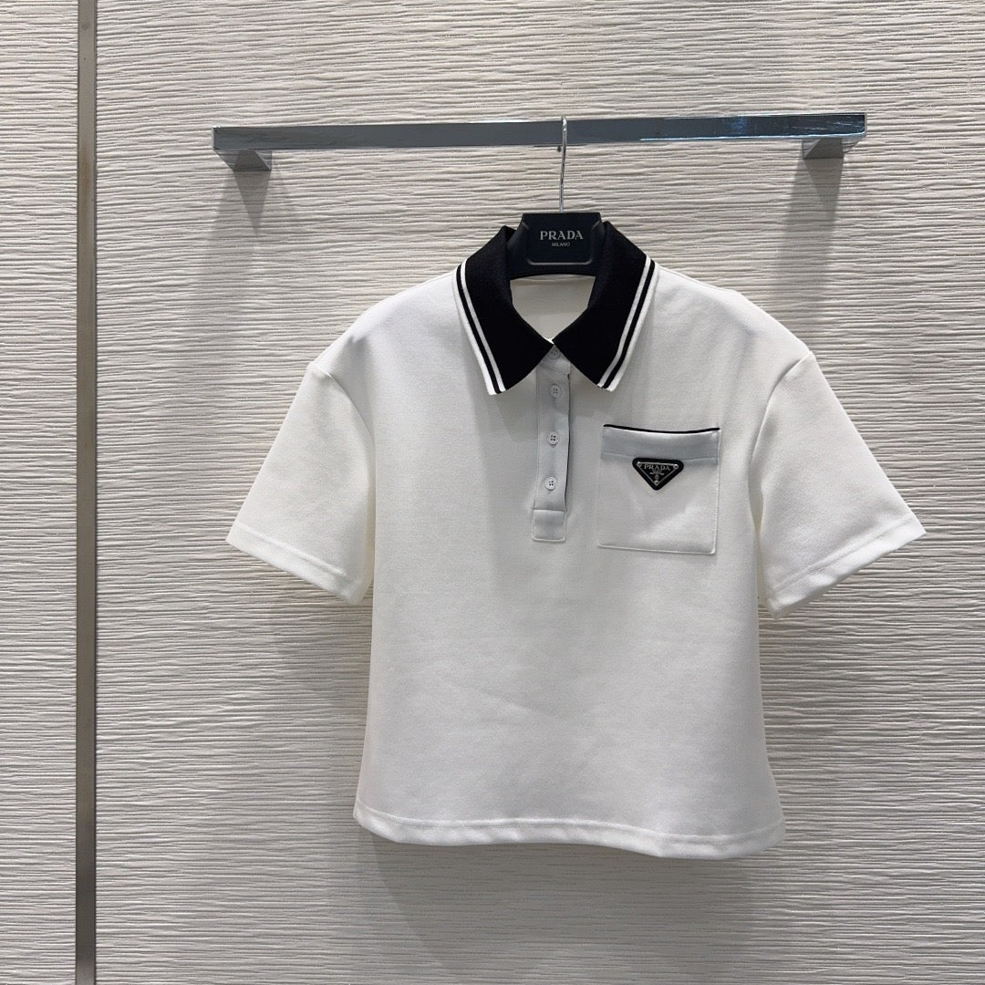 Prada Letter Triangle Logo Pleated Skirt Set