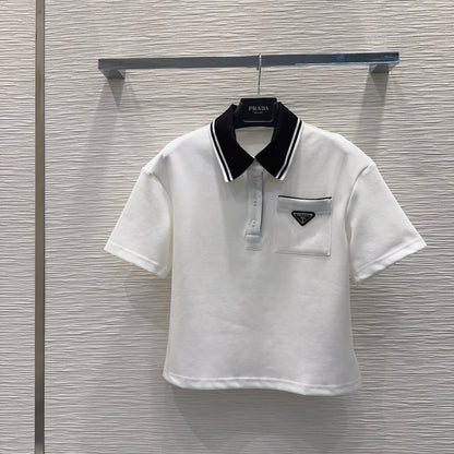 Prada Letter Triangle Logo Pleated Skirt Set