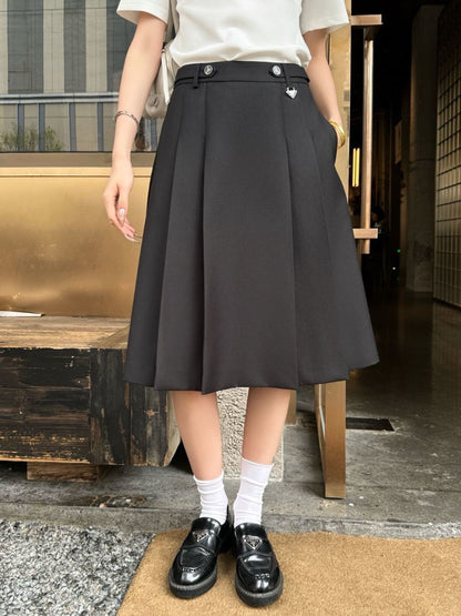 Prada Letter Triangle Logo Pleated Skirt Set