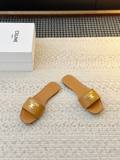 Celine Minimalist Triomphe Flat Sandals – Summer Collection