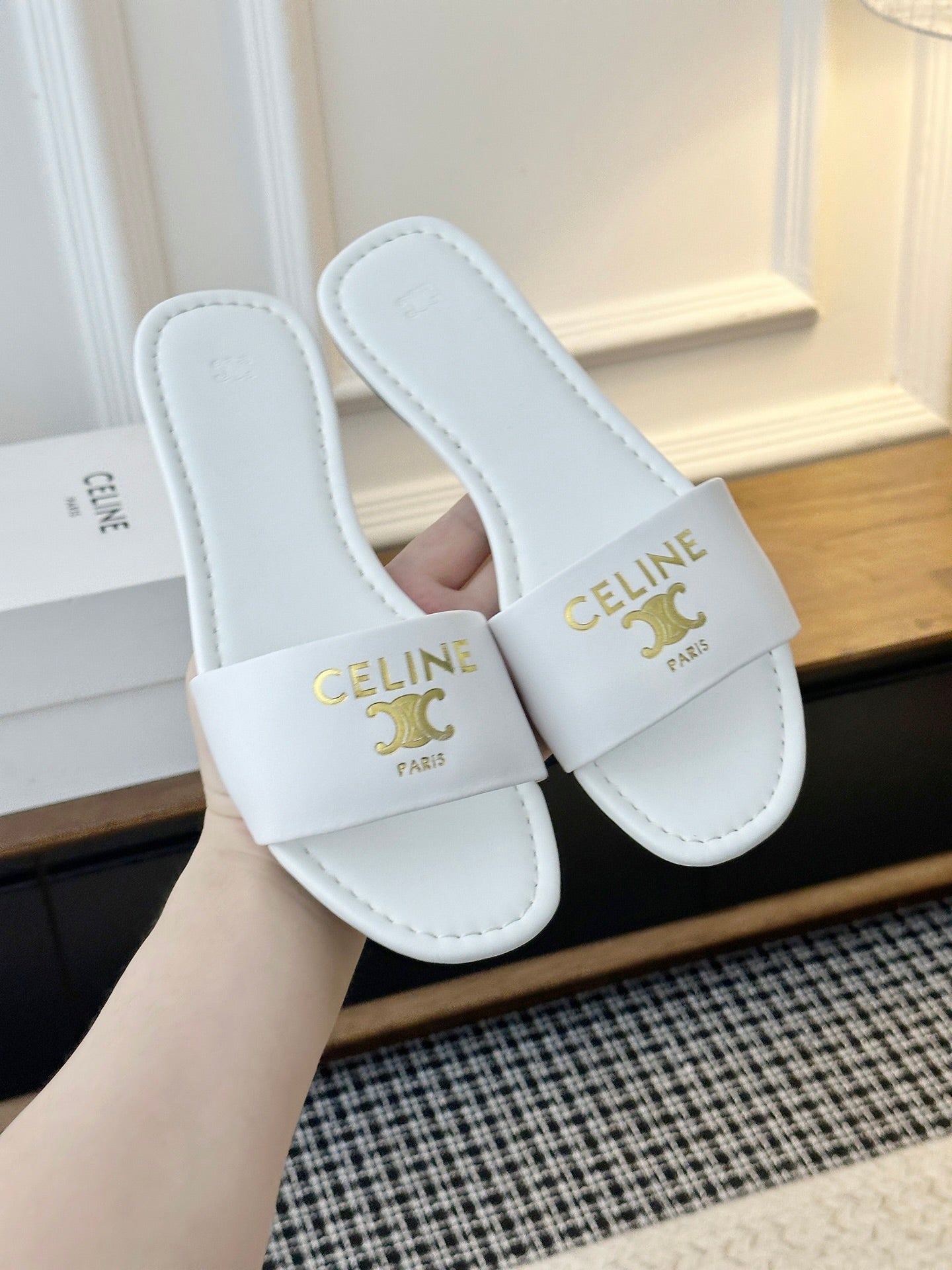 Celine Minimalist Triomphe Flat Sandals – Summer Collection
