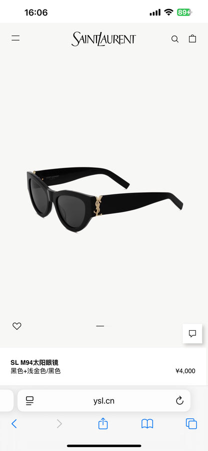 Saint Laurent YSL Gold Logo Acetate Sunglasses