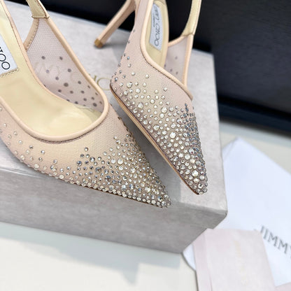 Jimmy Choo Mesh Rhinestone Slingback Heels – Spring/Summer Collection