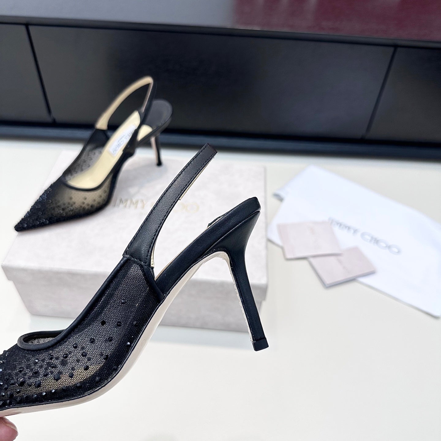 Jimmy Choo Mesh Rhinestone Slingback Heels – Spring/Summer Collection