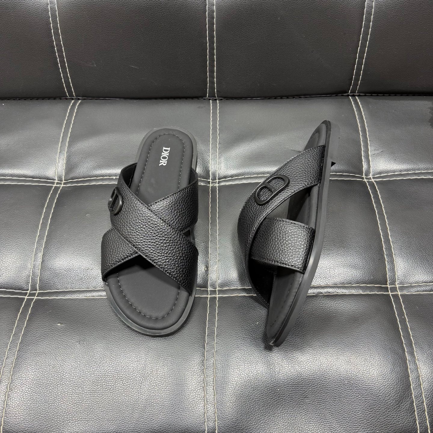 Dior Men's Pebbled Leather and Suede Slides – Spring/Summer Collection 2025