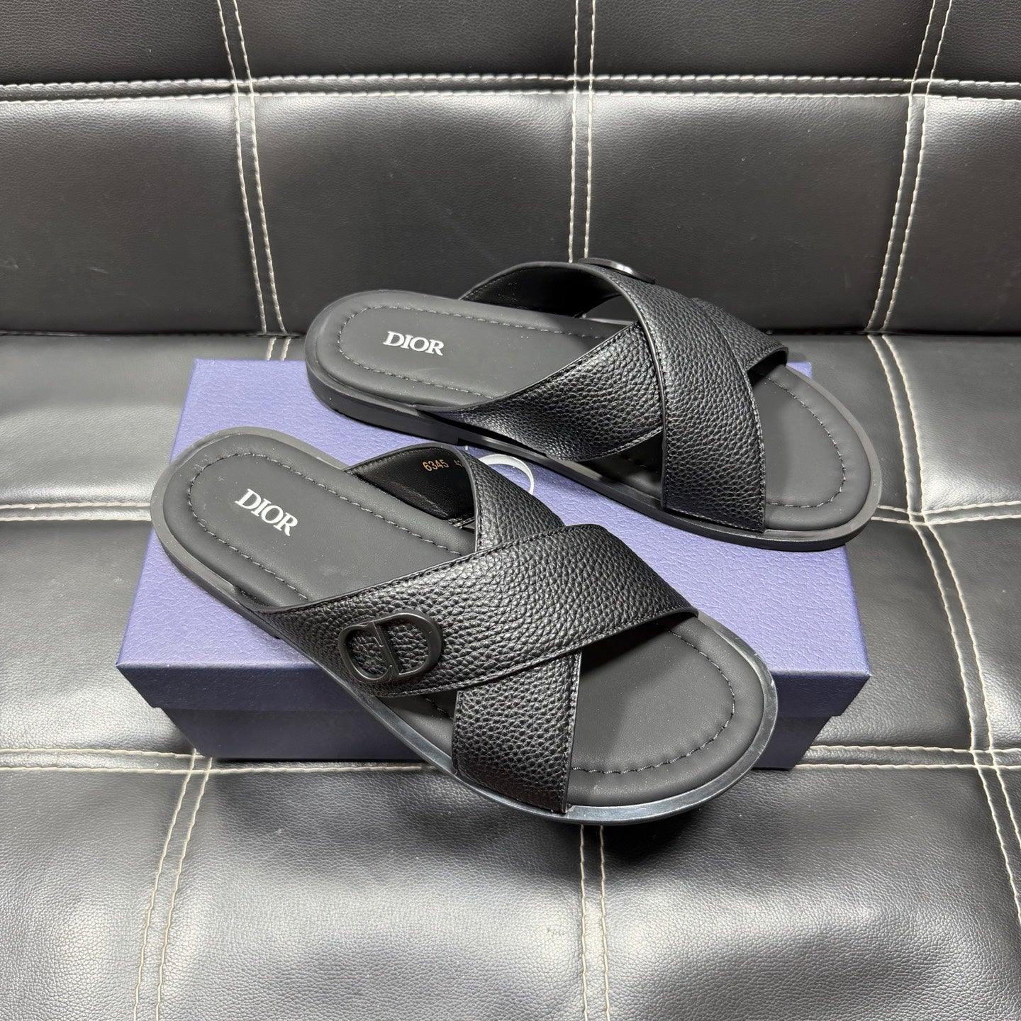 Dior Men's Pebbled Leather and Suede Slides – Spring/Summer Collection 2025